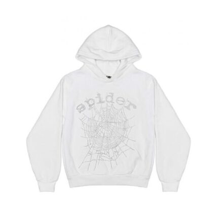 Sp5der OG Rhinestone Logo Hoodie – White